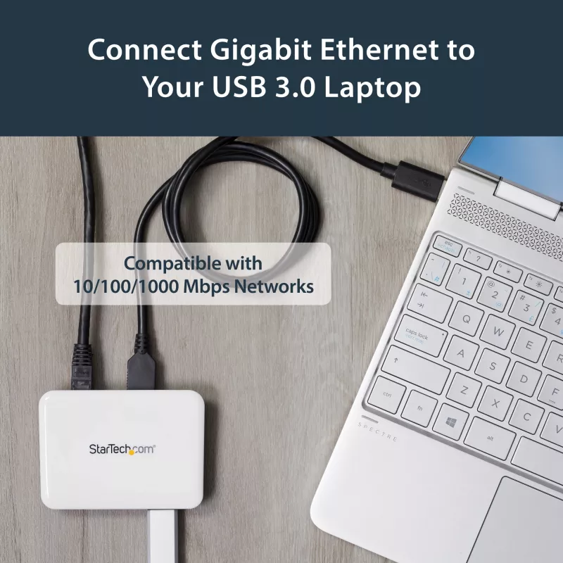 StarTech.com USB 3.0 zu Gigabit Ethernet NIC Netzwerkadapter mit 3-Port-Hub - Weiß
