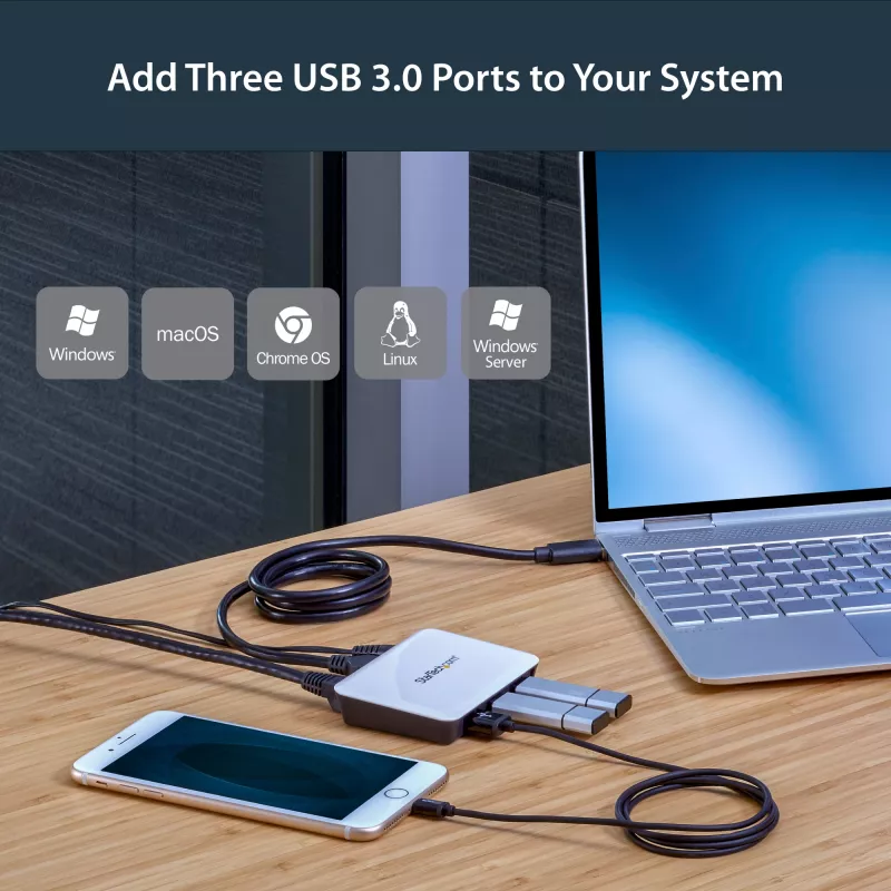StarTech.com USB 3.0 zu Gigabit Ethernet NIC Netzwerkadapter mit 3-Port-Hub - Weiß