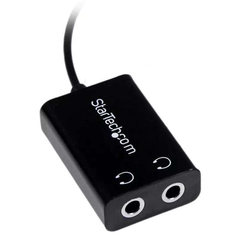 StarTech.com Schwarzer schlank Mini-Klinken-Kopfhörer-Splitterkabel-Adapter – 3,5 mm Stecker auf 2x 3,5 mm Buchse