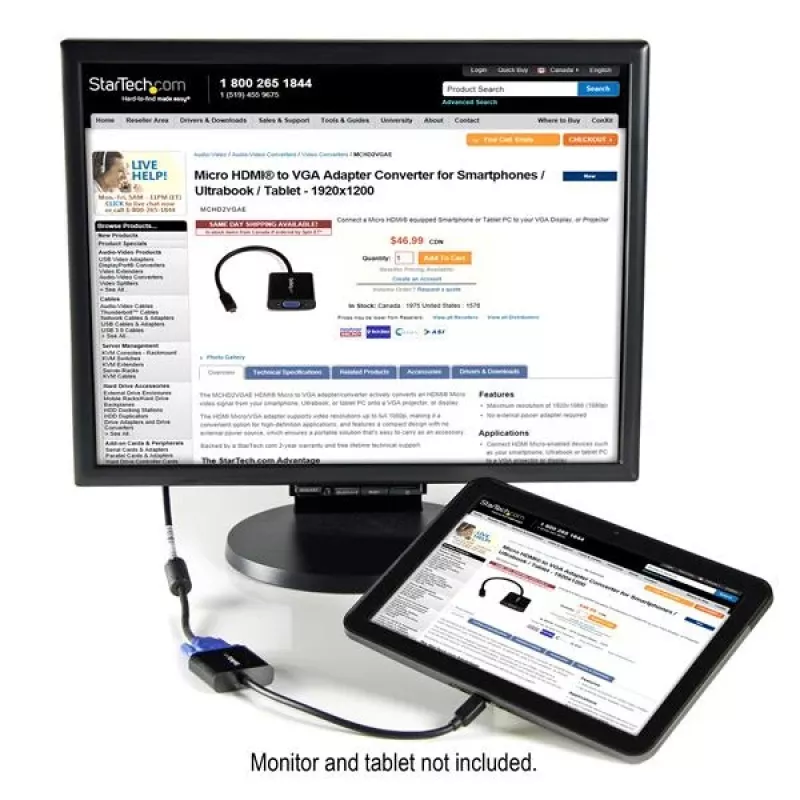 StarTech.com Micro HDMI zu VGA Adapter Konverter für Smartphones / Ultrabook / Tablet - 1920x1080