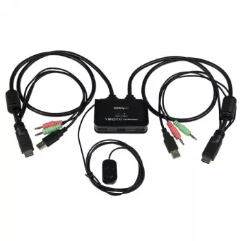 StarTech.com 2-Port USB HDMI Kabel-KVM-Switch mit Audio und Fernschalter – USB-gespeist
