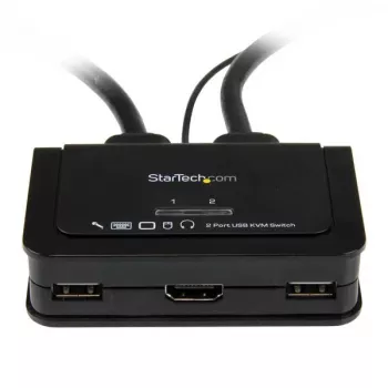 StarTech.com 2-Port USB HDMI Kabel-KVM-Switch mit Audio und Fernschalter – USB-gespeist
