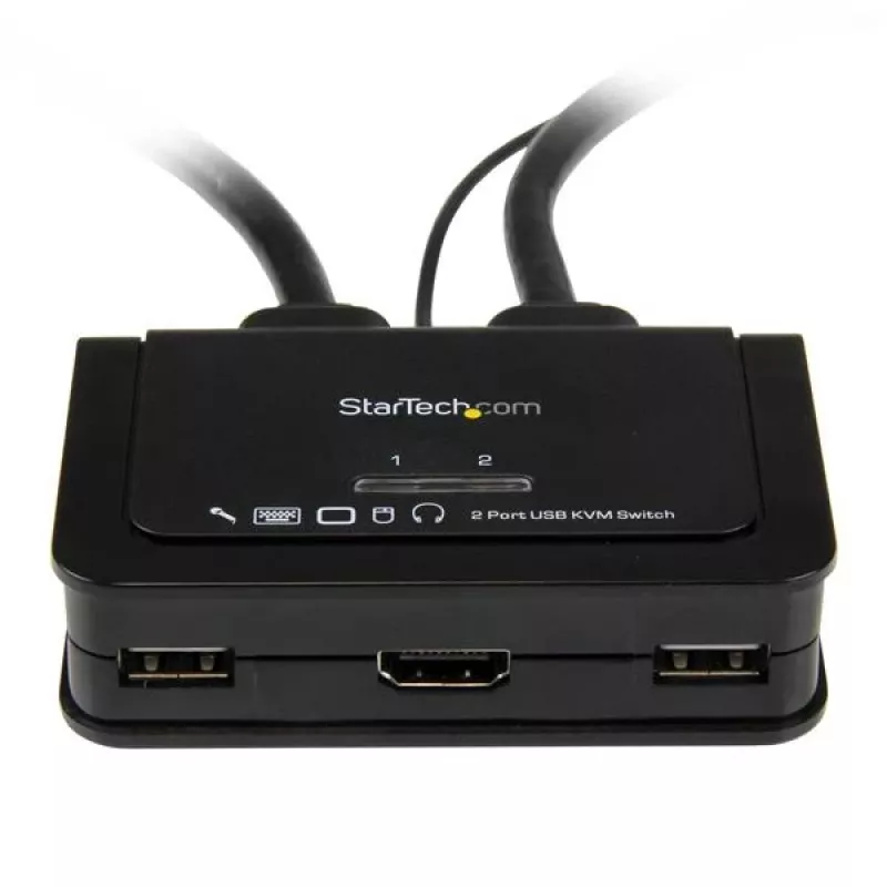 StarTech.com 2-Port USB HDMI Kabel-KVM-Switch mit Audio und Fernschalter – USB-gespeist