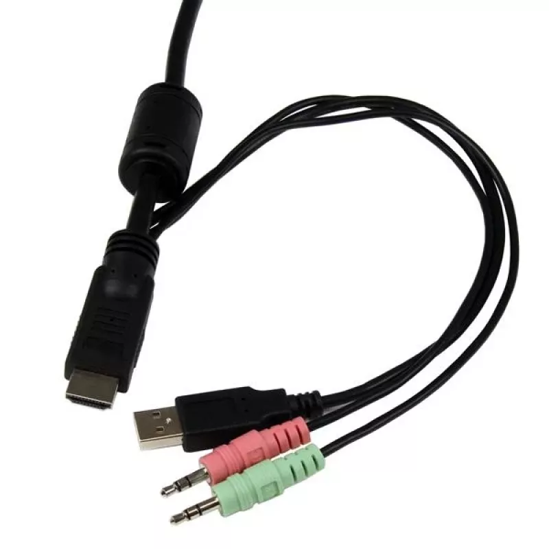 StarTech.com 2-Port USB HDMI Kabel-KVM-Switch mit Audio und Fernschalter – USB-gespeist