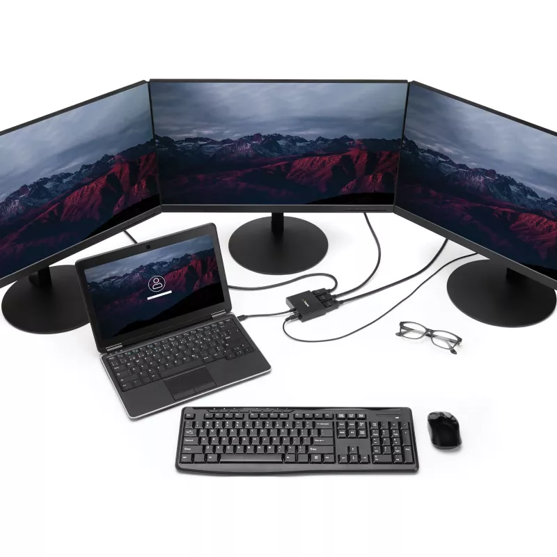 StarTech.com 3-Port Multi-Monitor-Adapter – Mini DisplayPort auf DisplayPort MST-Hub, Dual 4K 30Hz & 1x 1080p – Video-Splitter für erweiterten Desktop-Modus nur unter Windows – mDP 1.2 auf 3x DP