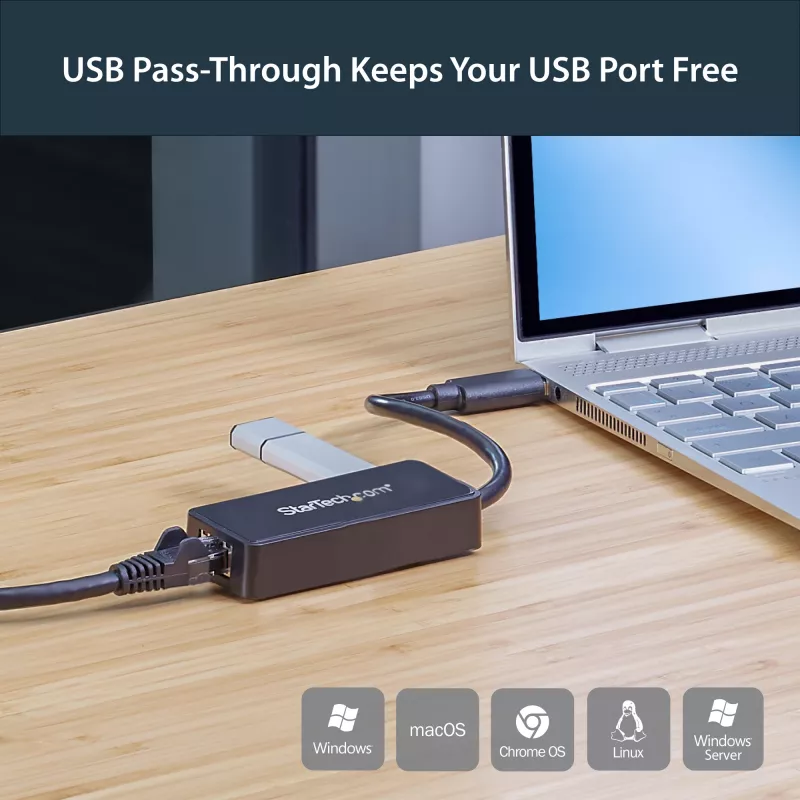 StarTech.com USB 3.0 auf Gigabit Ethernet Adapter NIC mit USB-Port – Schwarz