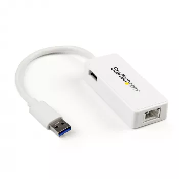 StarTech.com USB 3.0 auf Gigabit Ethernet Adapter NIC mit USB-Port – Weiß