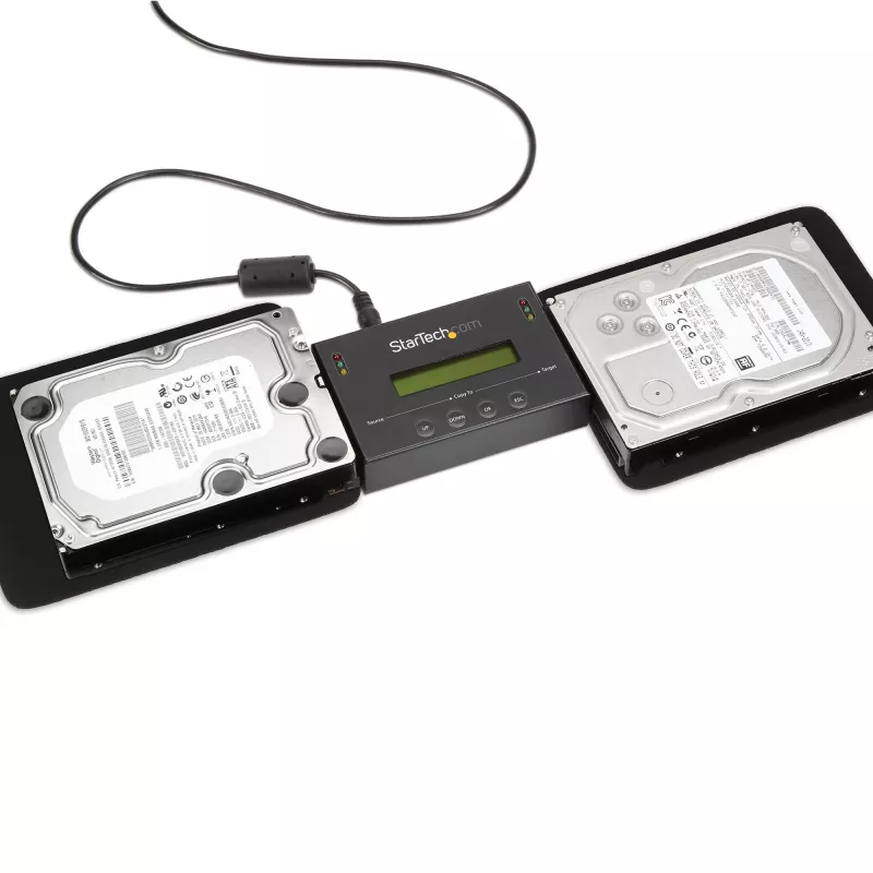StarTech.com 1:1 Standalone-Festplatten-Duplizierer & -Löscher, SATA HDD/SSD Disk-Kloner & -Löscher, LCD-Anzeige, TAA-konform, betriebssystemunabhängig