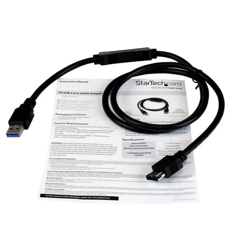 StarTech.com USB 3.0 auf eSATA HDD / SSD / ODD Adapterkabel – 0,9 m eSATA-Festplatten-auf-USB-3.0-Adapterkabel – SATA 6 Gbit/s