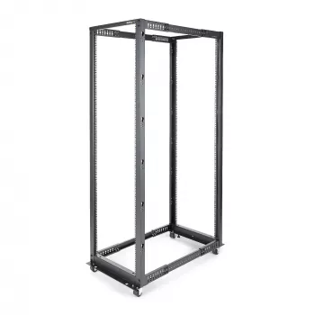 StarTech.com 4-Post 42U Mobiles Open-Frame-Serverrack, Vier-Pfosten 19 Zoll Netzwerkrack mit Rollen, Rollbares Rack mit einstellbarer Tiefe für Computer/AV/Daten/IT-Ausrüstung – Rollen, Nivellierfüße oder Bodenmontage