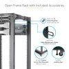 StarTech.com 4-Post 42U Mobiles Open-Frame-Serverrack, Vier-Pfosten 19 Zoll Netzwerkrack mit Rollen, Rollbares Rack mit einstellbarer Tiefe für Computer/AV/Daten/IT-Ausrüstung – Rollen, Nivellierfüße oder Bodenmontage