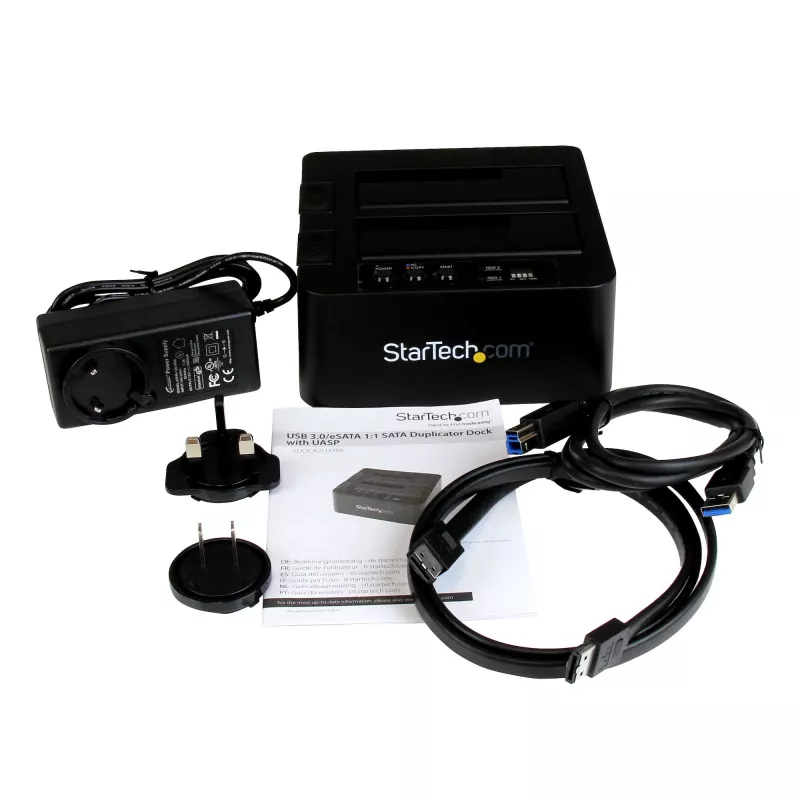 StarTech.com Dual Bay Festplatten-Duplizierer, Standalone USB 3.0 (5 Gbit/s) / eSATA zu 2,5/3,5 Zoll SATA III HDD/SSD Kloner/Kopierer, Festplatten-Dockingstation, Festplattenkloner