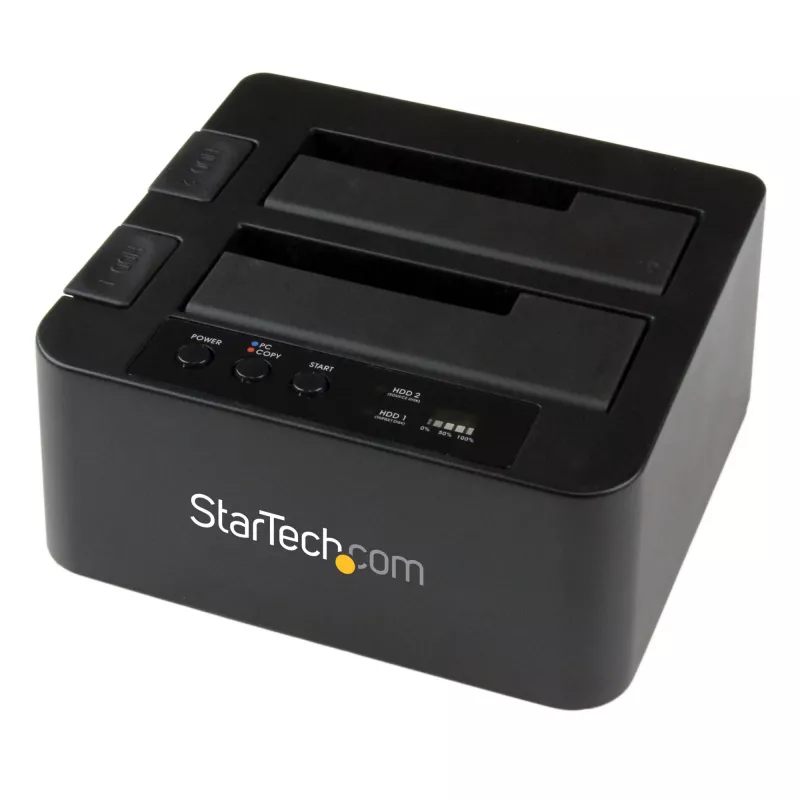 StarTech.com Dual Bay Festplatten-Duplizierer, Standalone USB 3.0 (5 Gbit/s) / eSATA zu 2,5/3,5 Zoll SATA III HDD/SSD Kloner/Kopierer, Festplatten-Dockingstation, Festplattenkloner