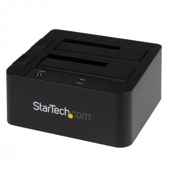 StarTech.com Dual-Bay USB 3.0 / eSATA auf SATA Festplatten-Dockingstation, USB-Festplatten-Dock, externer 2,5/3,5″ SATA I/II/III SSD/HDD Dockingstation, Hot-Swap-Festplattenschächte, Top-Loading
