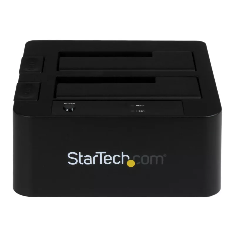 StarTech.com Dual-Bay USB 3.0 / eSATA auf SATA Festplatten-Dockingstation, USB-Festplatten-Dock, externer 2,5/3,5″ SATA I/II/III SSD/HDD Dockingstation, Hot-Swap-Festplattenschächte, Top-Loading