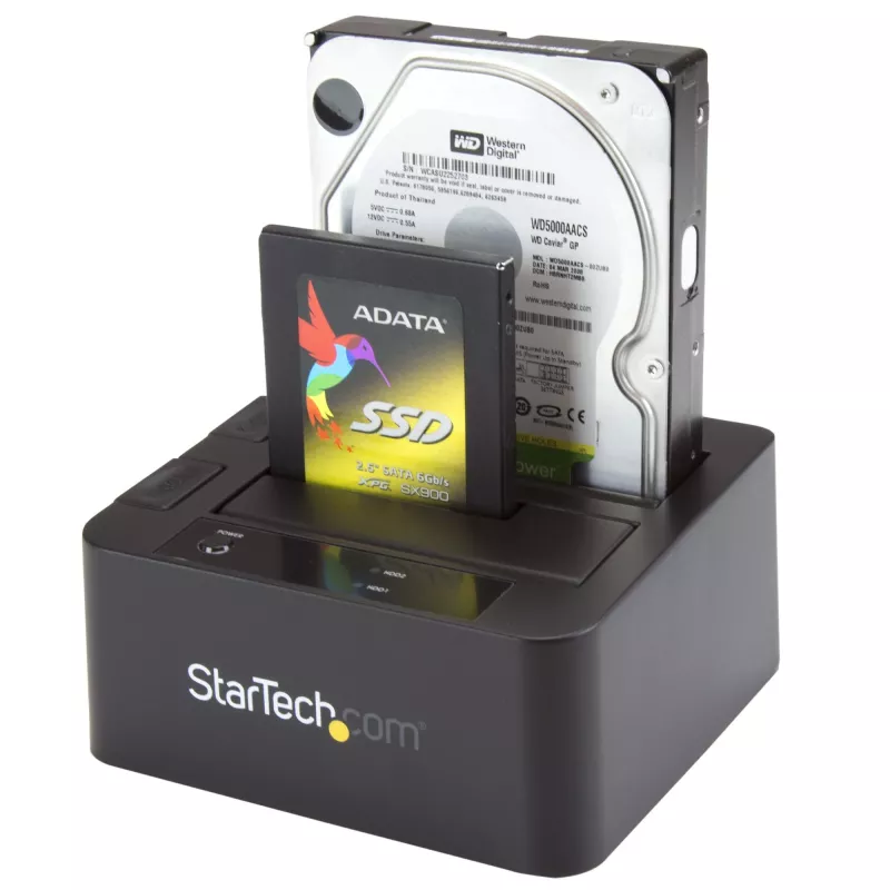 StarTech.com Dual-Bay USB 3.0 / eSATA auf SATA Festplatten-Dockingstation, USB-Festplatten-Dock, externer 2,5/3,5″ SATA I/II/III SSD/HDD Dockingstation, Hot-Swap-Festplattenschächte, Top-Loading