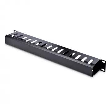 StarTech.com Horizontales 1U Server-Rack-Kabelmanagement-Fingerkanal mit Abdeckung – 19 Zoll Netzwerk-Rack-Kabelkanal-Verkleidungspanel – geschlitzter Kabelkanal