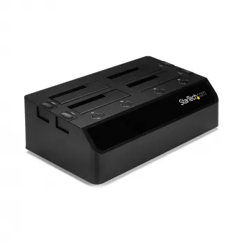 StarTech.com 4-Bay USB 3.0 SATA Festplatten-Dockingstation, USB Festplatten-Dock, externes 2,5/3,5 Zoll SATA III SSD/HDD Dockingstation, Hot-Swap-Festplattenschacht, Top-Loading