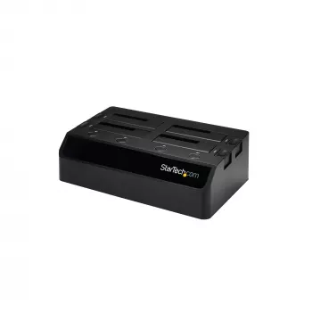 StarTech.com 4-Bay USB 3.0 SATA Festplatten-Dockingstation, USB Festplatten-Dock, externes 2,5/3,5 Zoll SATA III SSD/HDD Dockingstation, Hot-Swap-Festplattenschacht, Top-Loading