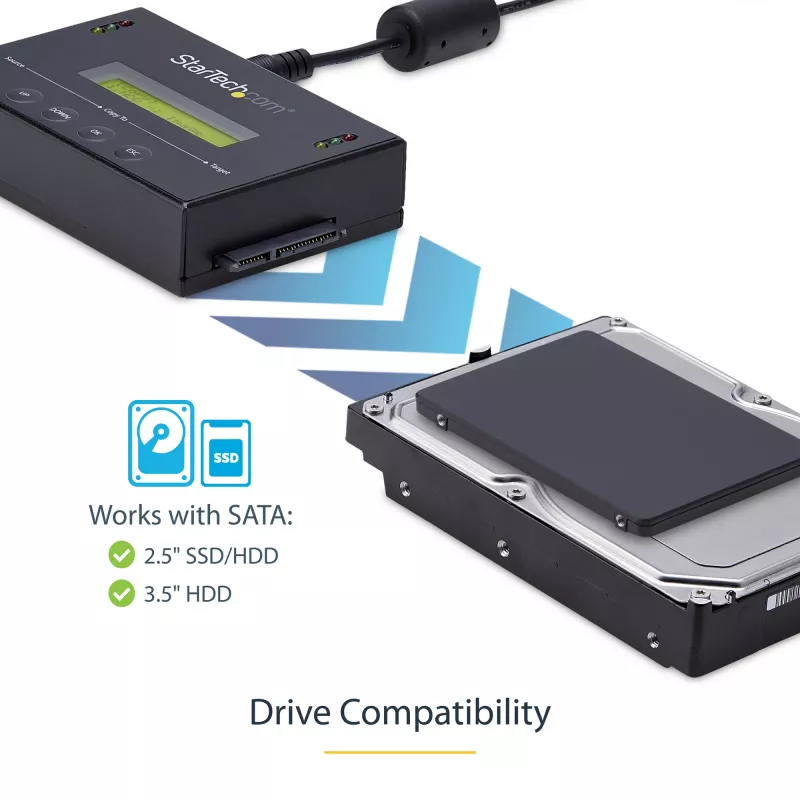 StarTech.com 1:1 Standalone-Festplatten-Duplikator mit Disk-Image-Manager für Backup und Wiederherstellung, mehrere Disk-Images auf einem 2,5/3,5-Zoll-SATA-Laufwerk speichern, HDD/SSD-Kloner, kein PC erforderlich