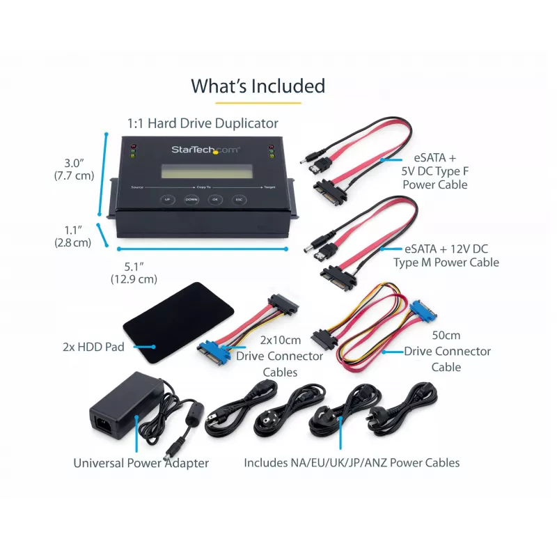 StarTech.com 1:1 Standalone-Festplatten-Duplikator mit Disk-Image-Manager für Backup und Wiederherstellung, mehrere Disk-Images auf einem 2,5/3,5-Zoll-SATA-Laufwerk speichern, HDD/SSD-Kloner, kein PC erforderlich