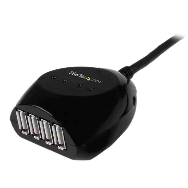 StarTech.com 15 m aktives USB 2.0-Kabel mit 4-Port-Hub, USB 2.0, 480 Mbit/s, Schwarz, 15 m, 110 – 240 V, 5 V