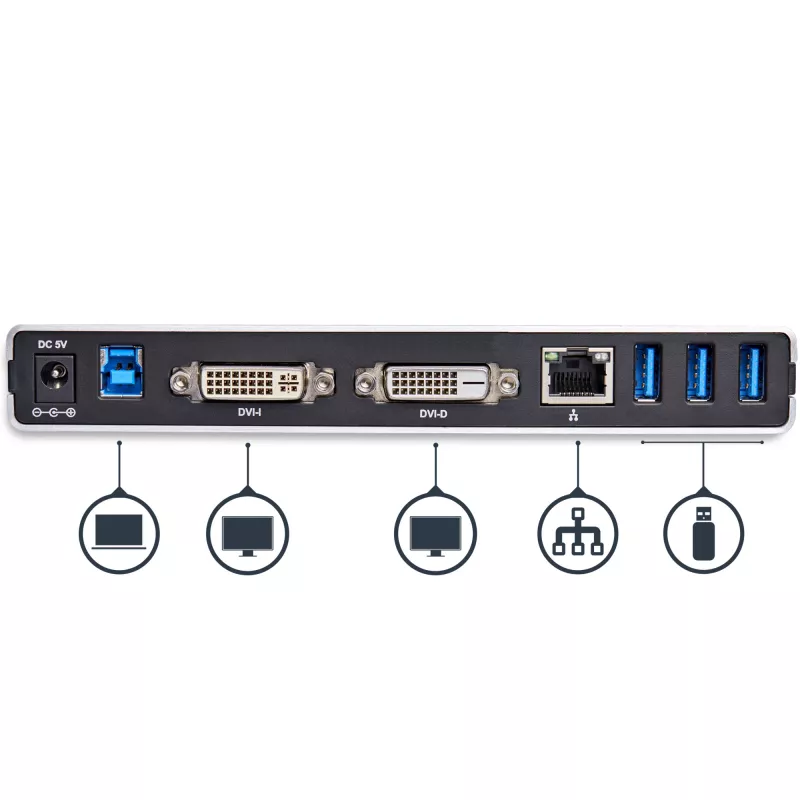 StarTech.com Dual-Monitor USB 3.0 Dockingstation mit DVI und vertikalem Ständer
