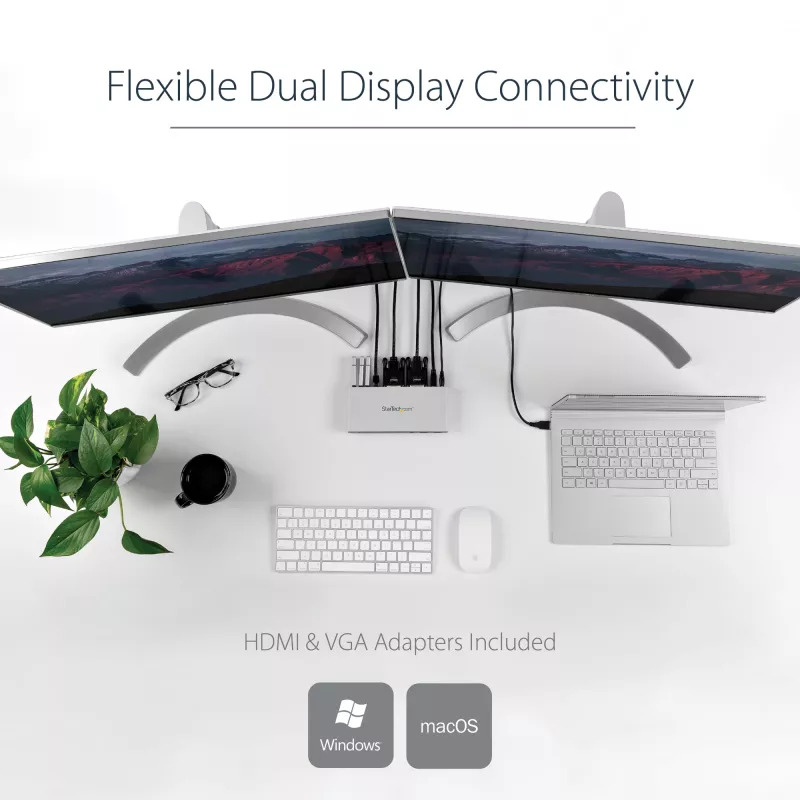 StarTech.com Dual-Monitor USB 3.0 Dockingstation mit DVI und vertikalem Ständer