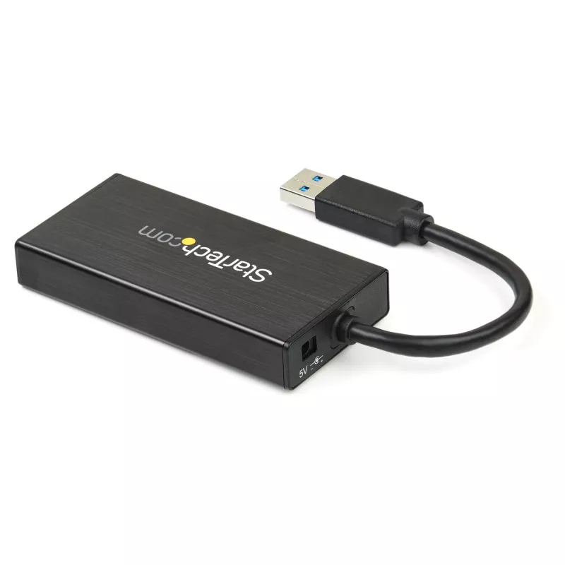 StarTech.com 3-Port tragbarer USB 3.0 Hub mit Gigabit Ethernet - Aluminium mit integriertem Kabel~3-Port tragbarer USB 3.0 Hub mit Gigabit Ethernet - 5 Gbit/s - Aluminium mit integriertem Kabel