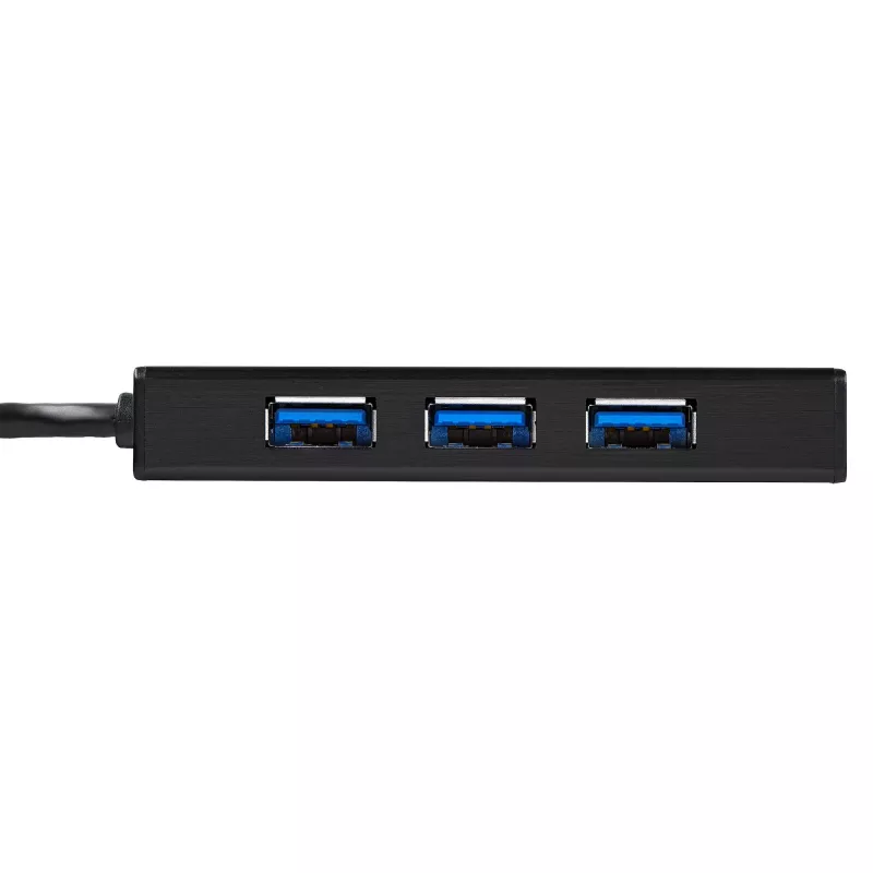StarTech.com 3-Port tragbarer USB 3.0 Hub mit Gigabit Ethernet - Aluminium mit integriertem Kabel~3-Port tragbarer USB 3.0 Hub mit Gigabit Ethernet - 5 Gbit/s - Aluminium mit integriertem Kabel