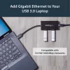 StarTech.com 3-Port tragbarer USB 3.0 Hub mit Gigabit Ethernet - Aluminium mit integriertem Kabel~3-Port tragbarer USB 3.0 Hub mit Gigabit Ethernet - 5 Gbit/s - Aluminium mit integriertem Kabel