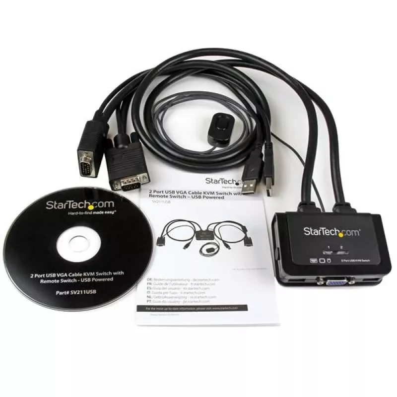 StarTech.com 2-Port USB VGA Kabel-KVM-Switch – USB-gespeist mit Fernumschalter