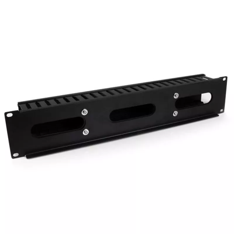 StarTech.com Horizontales 2U-Serverrack-Kabelmanagement-Fingerkanal mit Abdeckung – 19-Zoll-Netzwerkrack-Kabelkanalplatte – Geschlitzter Kabelkanal