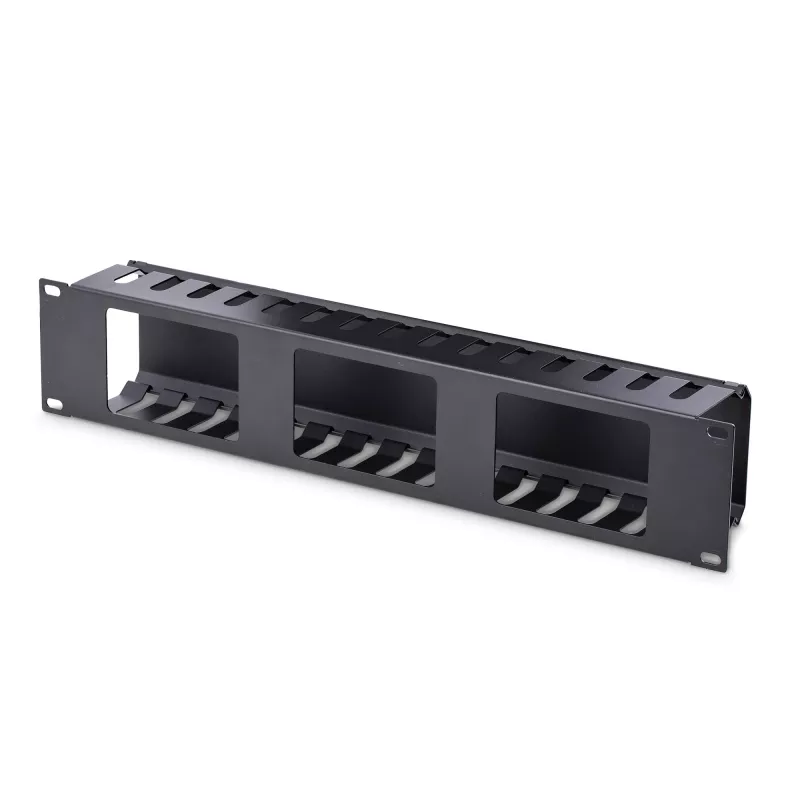 StarTech.com Horizontales 2U-Serverrack-Kabelmanagement-Fingerkanal mit Abdeckung – 19-Zoll-Netzwerkrack-Kabelkanalplatte – Geschlitzter Kabelkanal