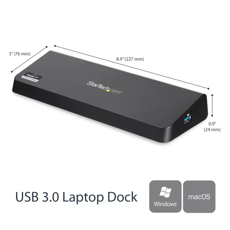 StarTech.com USB 3.0 Dockingstation Dual-Monitor mit HDMI & 4K DisplayPort – USB 3.0 auf 4x USB-A, Ethernet, HDMI und DP – Universelle USB-Typ-A-Laptop-Dockingstation für Mac & Windows