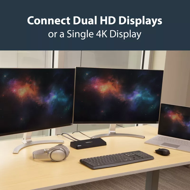 StarTech.com USB 3.0 Dockingstation Dual-Monitor mit HDMI & 4K DisplayPort – USB 3.0 auf 4x USB-A, Ethernet, HDMI und DP – Universelle USB-Typ-A-Laptop-Dockingstation für Mac & Windows