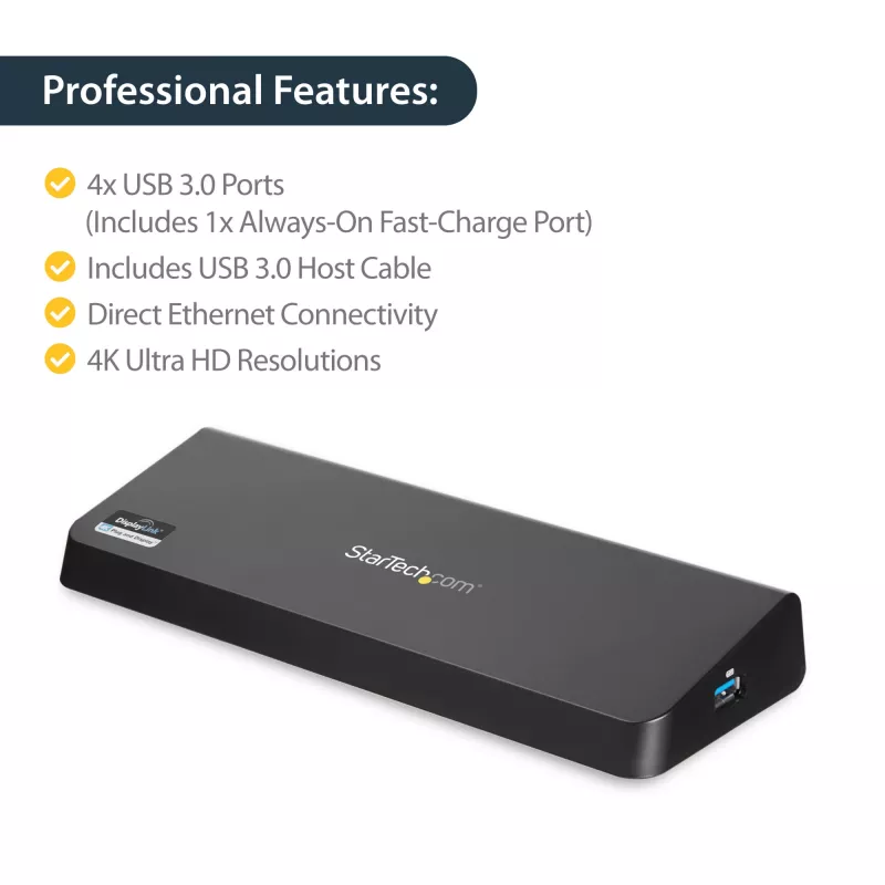 StarTech.com USB 3.0 Dockingstation Dual-Monitor mit HDMI & 4K DisplayPort – USB 3.0 auf 4x USB-A, Ethernet, HDMI und DP – Universelle USB-Typ-A-Laptop-Dockingstation für Mac & Windows