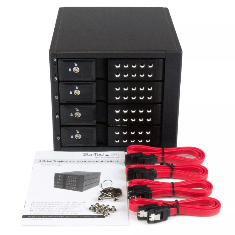 StarTech.com 4-Schacht-Trayless-Hot-Swap-Mobile-Rack-Backplane aus Aluminium für 3,5″ SAS II/SATA III – 6 Gbit/s HDD