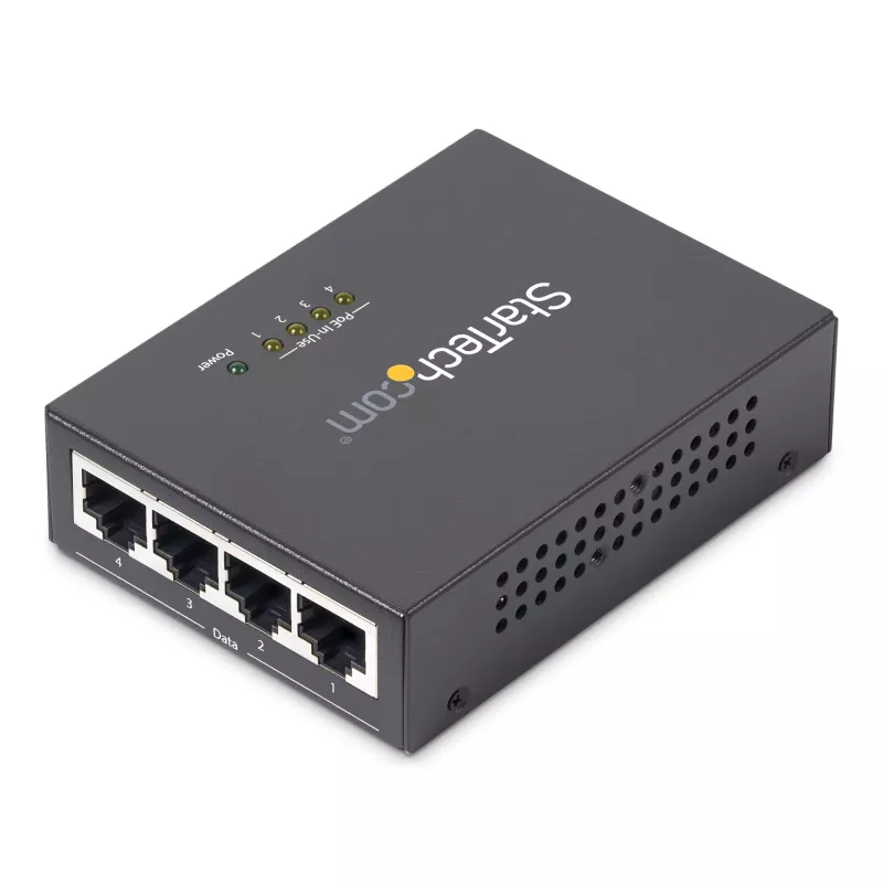 StarTech.com 4-Port Gigabit Midspan – PoE+ Injektor – 802.3at/af