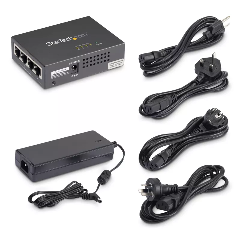 StarTech.com 4-Port Gigabit Midspan – PoE+ Injektor – 802.3at/af