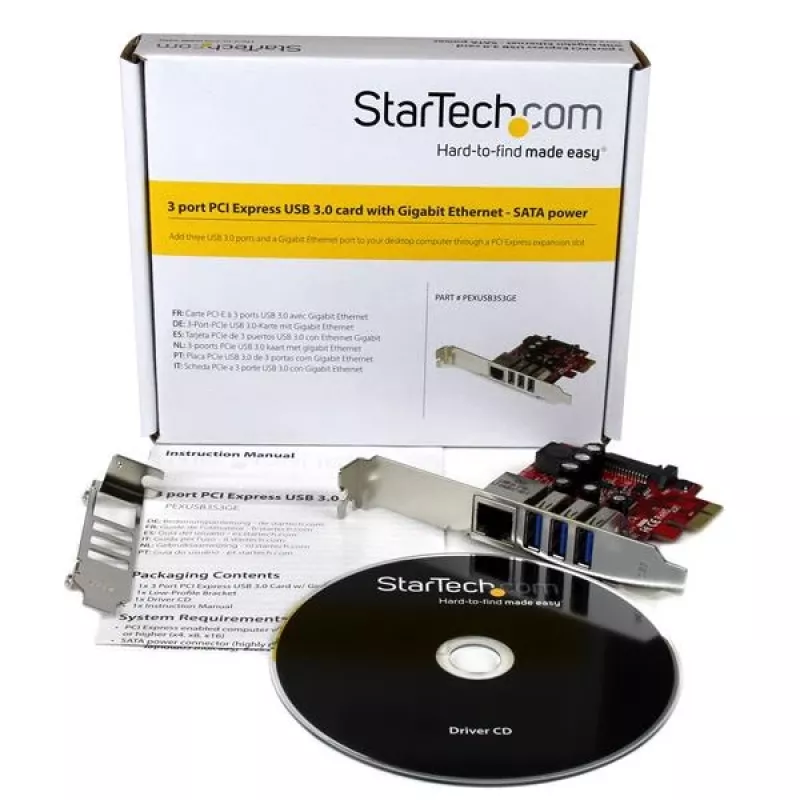 StarTech.com 3-Port PCI Express USB 3.0-Karte + Gigabit-Ethernet