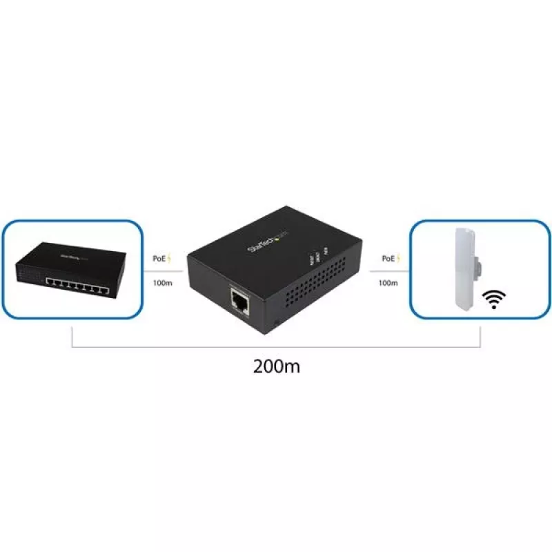 StarTech.com 1-Port Gigabit PoE+ Extender - 802.3at und 802.3af - 100 m