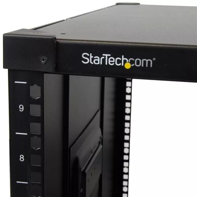 StarTech.com 4-Post 9U Mobile Open Frame Server Rack, Vier-Pfosten-Netzwerkrack mit Rollen, 19 Zoll Rollrack für enge Bodenflächen zu Hause/im Büro, kleines Datenrack für Computer/AV/IT-Ausrüstung – TAA-konform