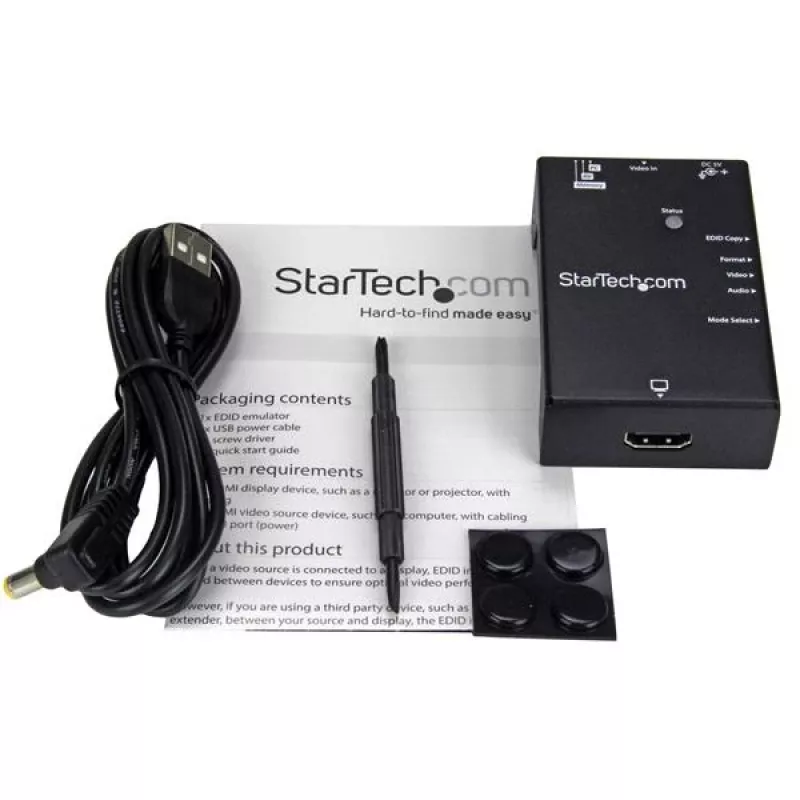 StarTech.com EDID-Emulator für HDMI-Displays – 1080p, Schwarz, Stahl, RoHS, CE, FCC, 1920 x 1080 Pixel, 720p, 1080p, HDMI