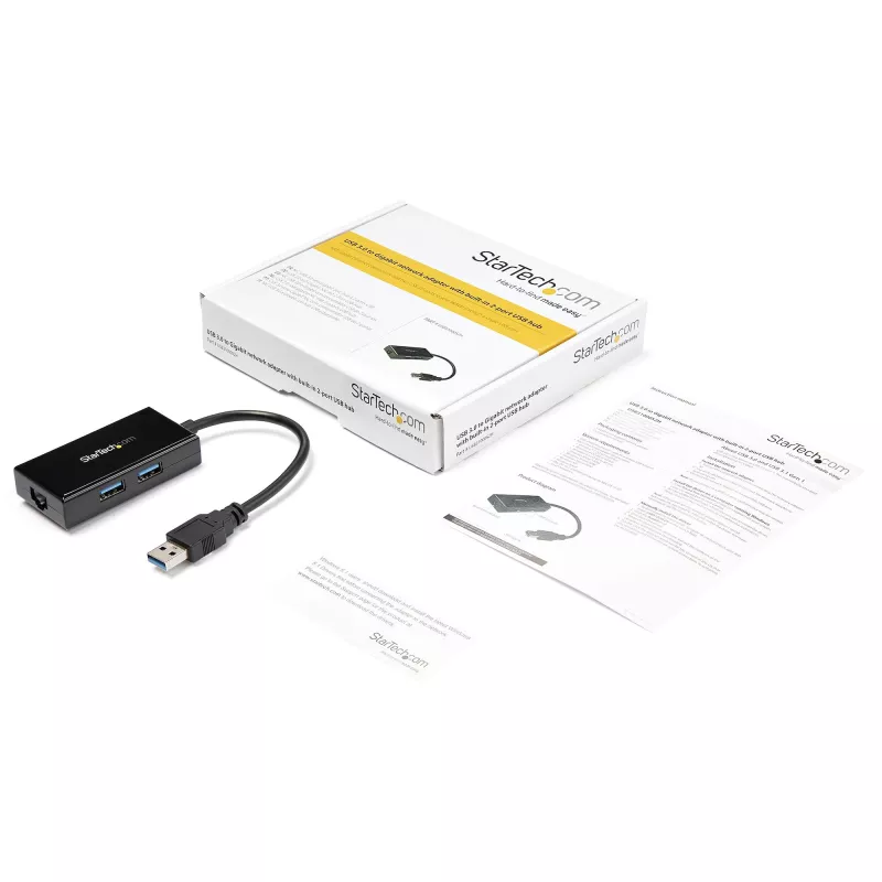 StarTech.com USB-zu-Ethernet-Adapter, USB 3.0 zu 10/100/1000 Gigabit Ethernet LAN-Konverter für Laptops, 11,8″/30 cm fest angebrachtes Kabel, USB-zu-RJ45-Adapter, NIC-Adapter, USB-Netzwerkadapter