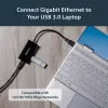 StarTech.com USB-zu-Ethernet-Adapter, USB 3.0 zu 10/100/1000 Gigabit Ethernet LAN-Konverter für Laptops, 11,8″/30 cm fest angebrachtes Kabel, USB-zu-RJ45-Adapter, NIC-Adapter, USB-Netzwerkadapter