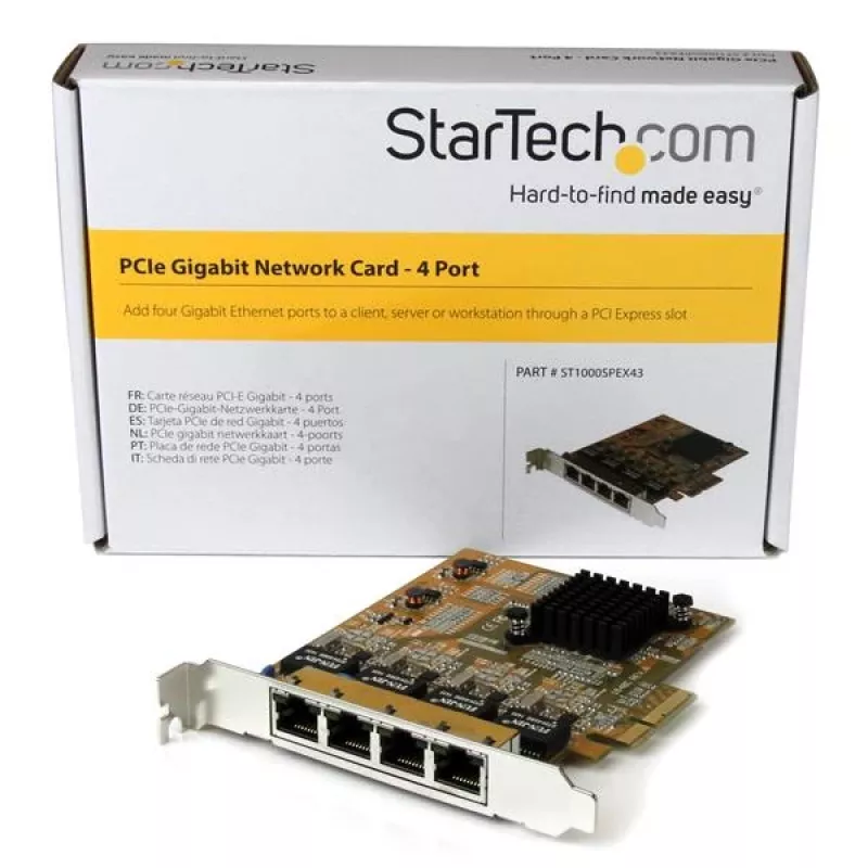 StarTech.com 4-Port PCIe Gigabit Netzwerkkarte, Intern, Kabelgebunden, PCI Express, Ethernet, 2000 Mbit/s