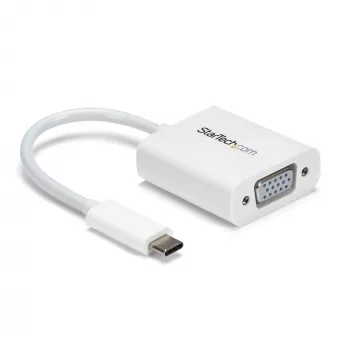 StarTech.com USB-C-auf-VGA-Adapter - Weiß, 3.2 Gen 1 (3.1 Gen 1), USB Type-C, VGA (D-Sub) Ausgang, 1920 x 1200 Pixel