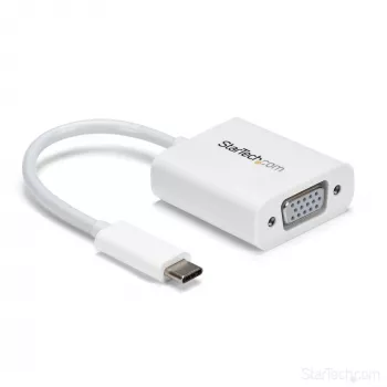 StarTech.com USB-C-auf-VGA-Adapter - Weiß, 3.2 Gen 1 (3.1 Gen 1), USB Type-C, VGA (D-Sub) Ausgang, 1920 x 1200 Pixel