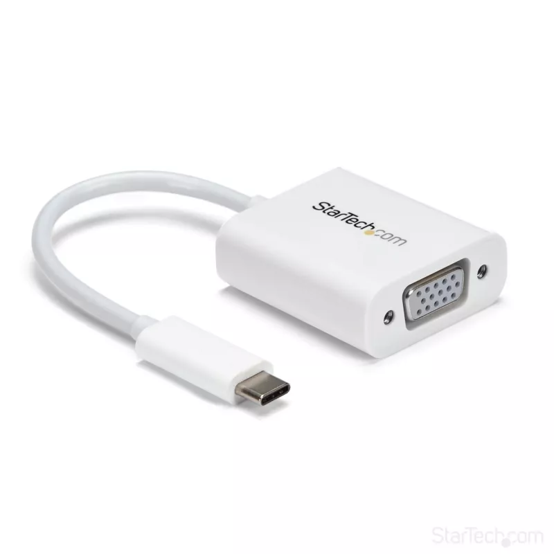 StarTech.com USB-C-auf-VGA-Adapter - Weiß, 3.2 Gen 1 (3.1 Gen 1), USB Type-C, VGA (D-Sub) Ausgang, 1920 x 1200 Pixel